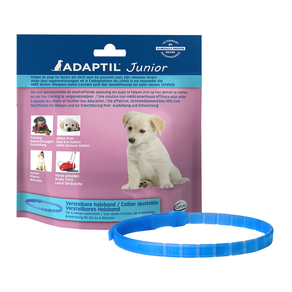 Adaptil Junior Halsband - Anti stressmiddel - 37 cm Lichtblauw Transparant per stuk < 6mnd