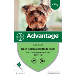 Advantage Hond 4 pip - Anti vlooien en luizenmiddel - 0.4 ml 1.5-4 Kg