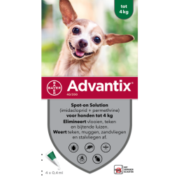 Advantix Spot On 40 0.4 ml - Anti vlooien en tekenmiddel - 4 pip 1.5-4 Kg