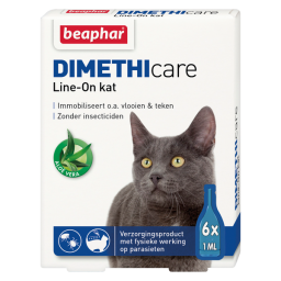 Beaphar Dimethicare Line-On Kat - Anti vlooien en tekenmiddel - 6x1 ml