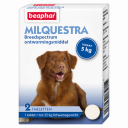 Beaphar Milquestra Hond Rund - Anti wormenmiddel - 2 tab 5 Tot 50 Kg
