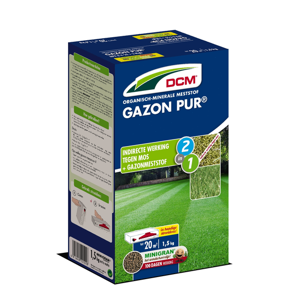 Dcm Gazon Pur 20 m2 - Gazonmeststoffen - 1.5 kg (Mg)