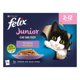 Felix Multipack Elke Dag Feest Mix Selectie In Gelei Junior - Kattenvoer - Tonijn Kip Zalm 12x85 g
