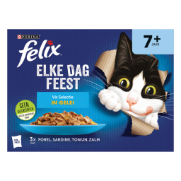 Felix Multipack Elke Dag Feest Vis Selectie In Gelei 7+ Senior - Kattenvoer - Forel Sardines Tonijn 12x85 g