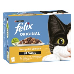 Felix Multipack Original Gevogelte Selectie In Saus - Kattenvoer - Eend Kip Kalkoen 12x85 g