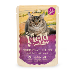 Sam&apos;s Field Cat Maaltijdzakjes True Meat Filets 85 g - Kattenvoer - Kip&Kalkoen&Wortel
