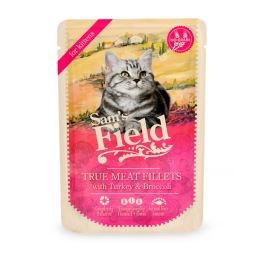 Sam&apos;s Field Kitten Maaltijdzakjes True Meat Filets - Kattenvoer - Kip Kalkoen Broccoli 85 g
