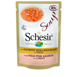 Schesir Maaltijdzakjes Cat Soup 85 g - Kattenvoer - Rode Zalm&Wortel