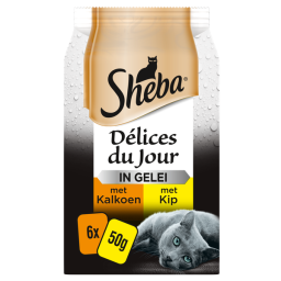 Sheba Delices Du Jour In Gelei - Multipack Pouch 6 x 50 g - Kattenvoer - Kalkoen&Kip&Gelei
