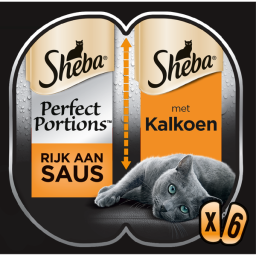 Sheba Perfect Portions Adult 6x37.5 g - Kattenvoer - Kalkoen&Saus